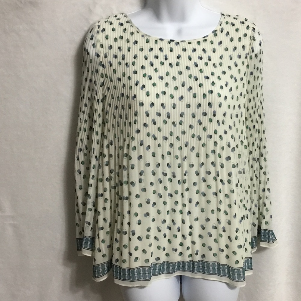 Max Studio Pleated Chiffon Bell Sleeve Top